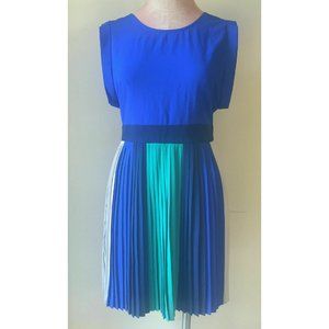 NWT C. Luce Women's Dress Empire Waist Above Knee Short Sleeves Blue White Sz  S
